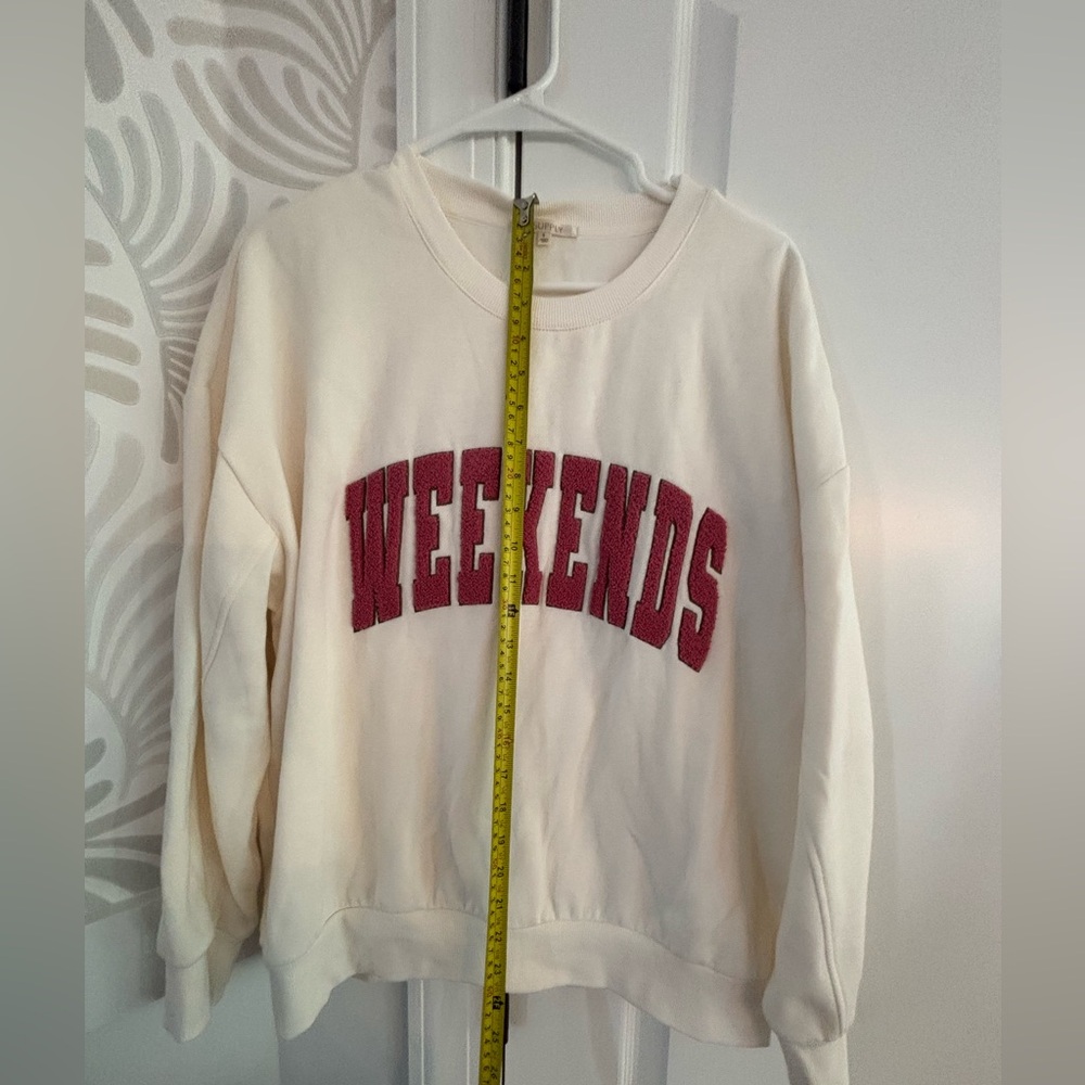 Z Supply Cream and Pink Weekends Sweater - Picture 3 of 4